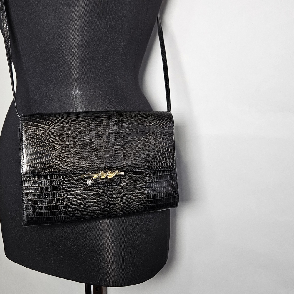 Vtg Rodo convertible lizard crossbody clutch bag Formal Dressy FIRM